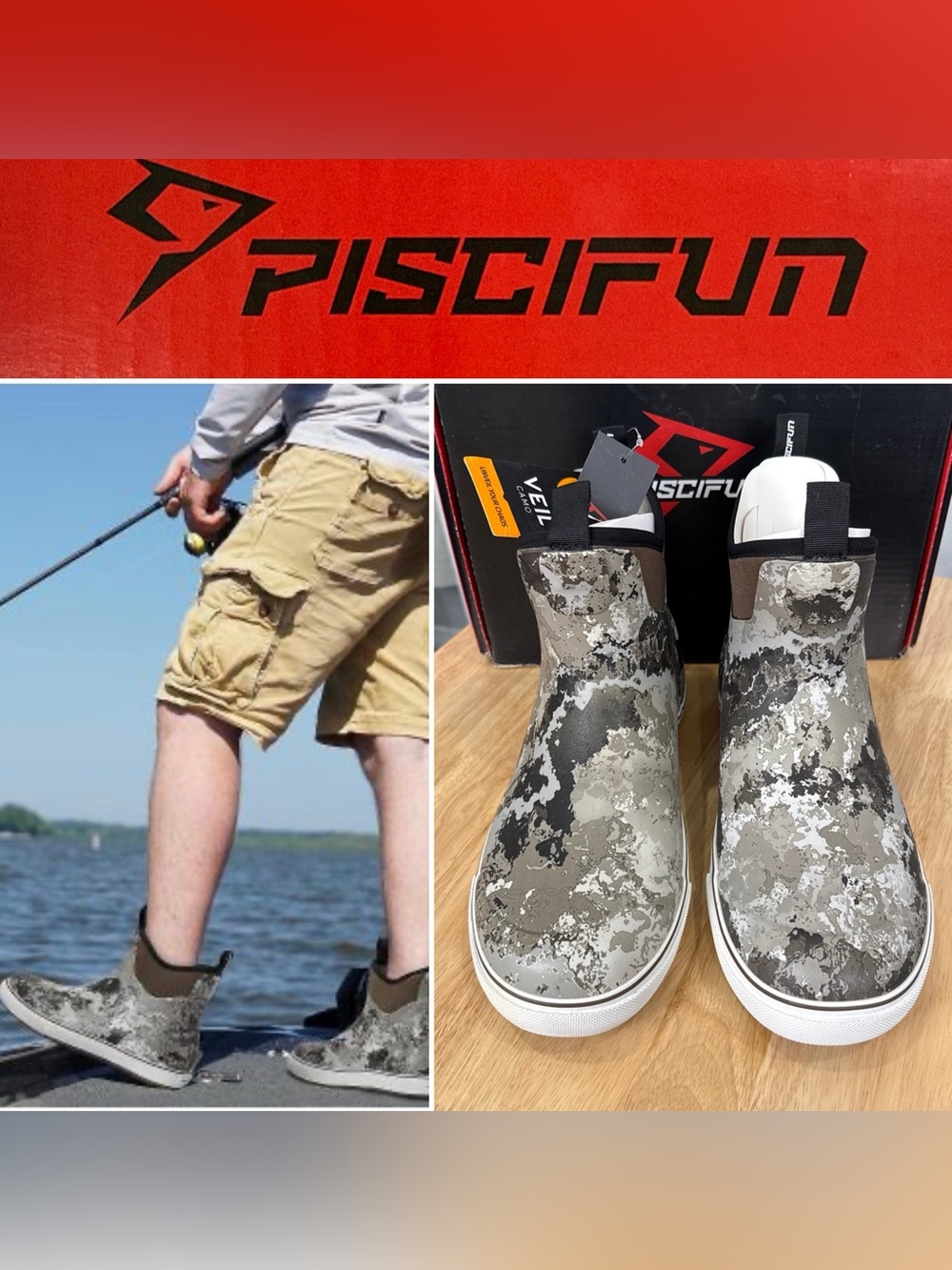 Piscifun Men’s Deck Boots Waterproof Rain Fishing Anti Slip Camo Sz 11 NEW $150